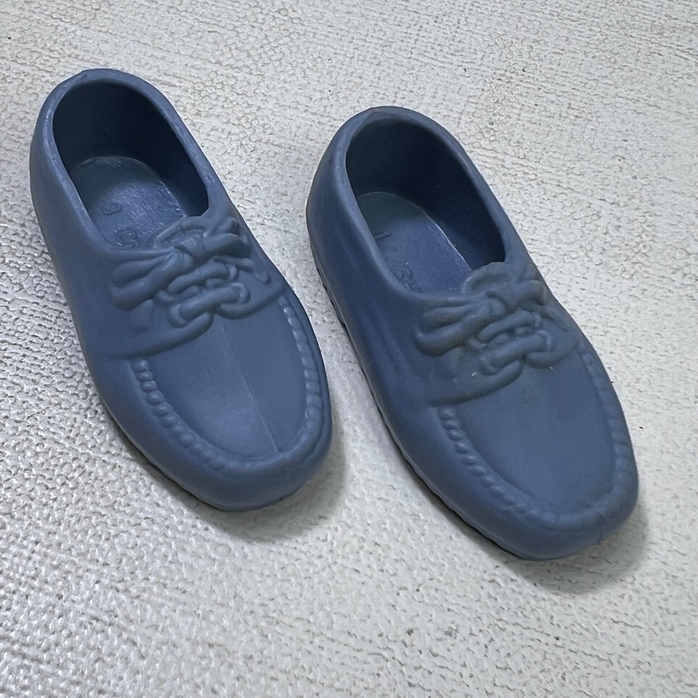 Mattel Barbie Ken Doll Shoes Blue Plastic Loafers‎ Boat Shoes Molded Laces